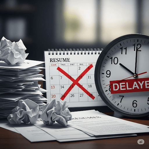 [Графика: Перечеркнутый календарь, неподходящие резюме, задержка графика]